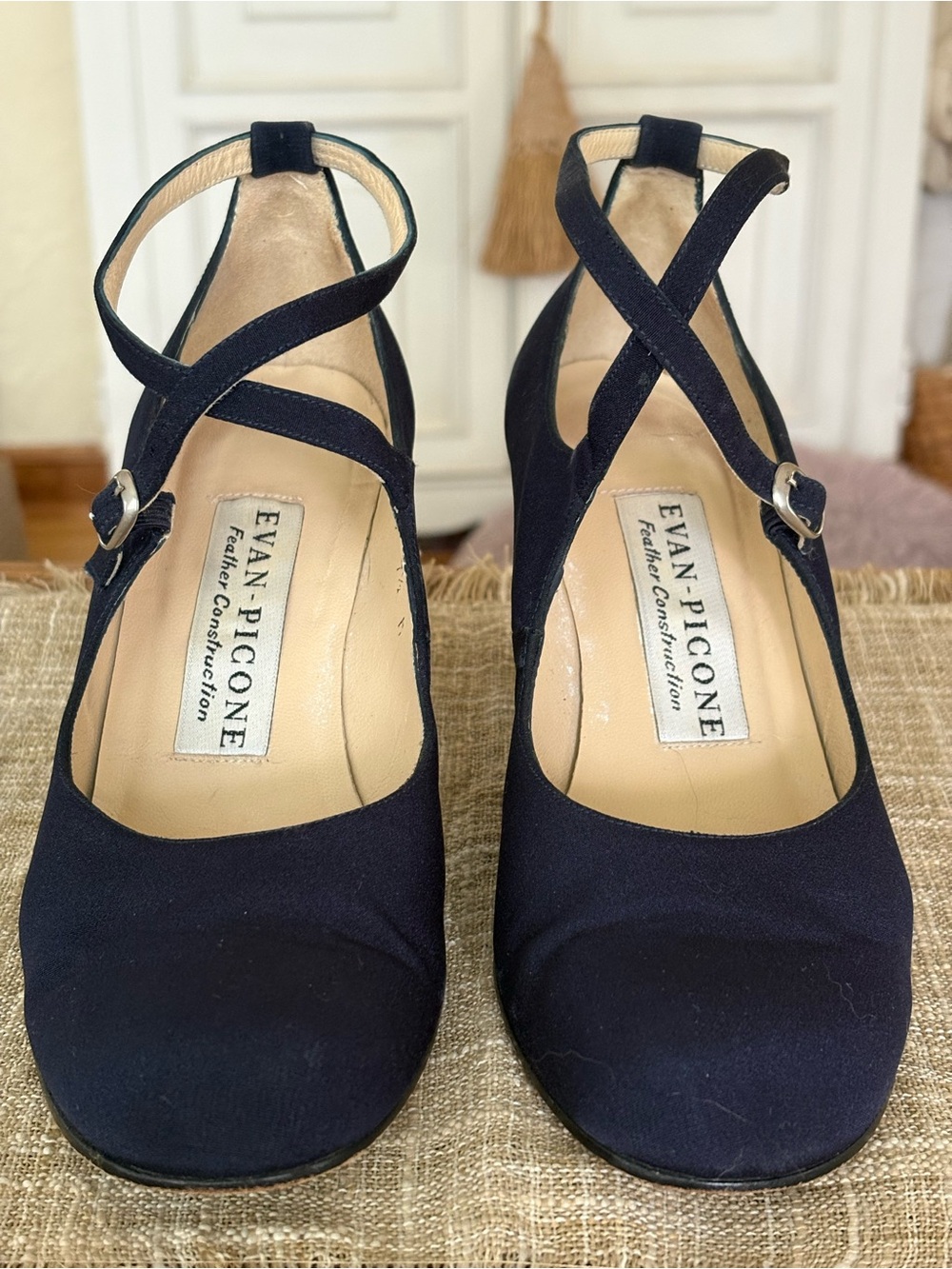 Vintage Evan Picone Navy Crisscross Strap Heels